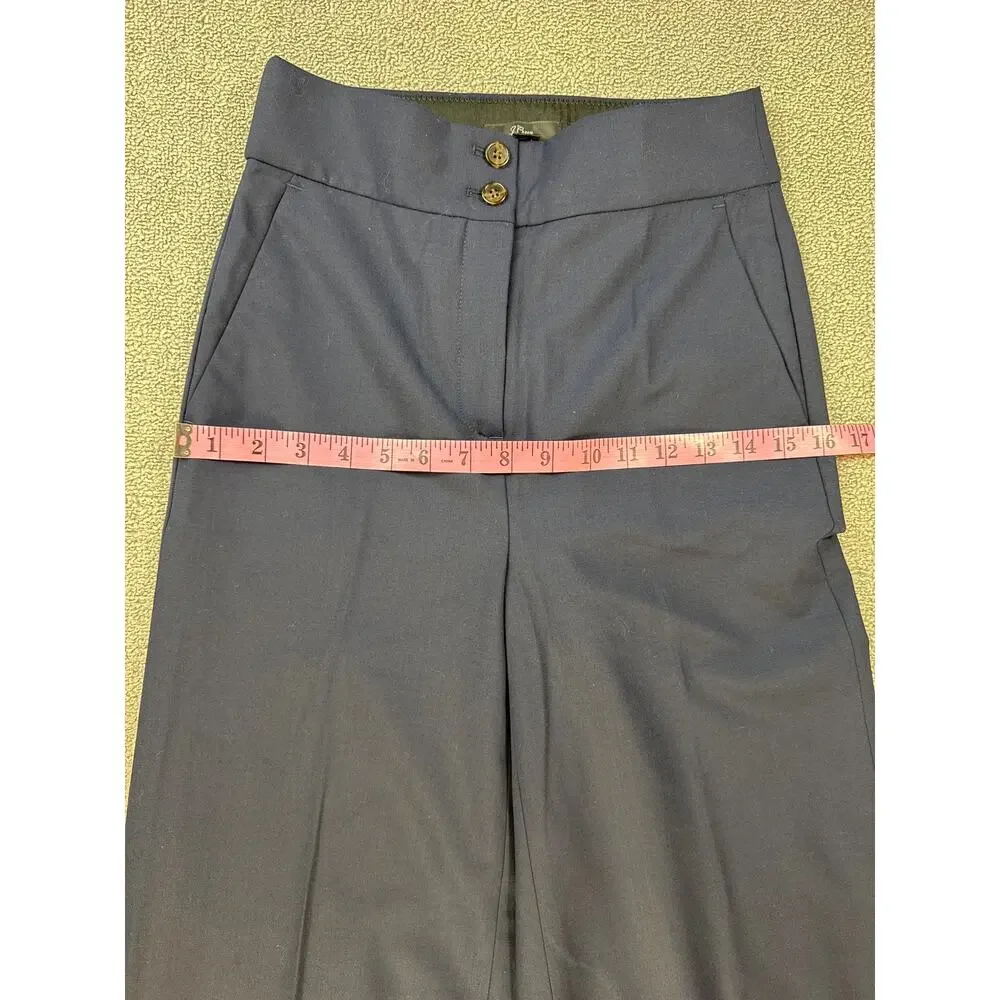 NWT J. Crew Dress Pant High Rise Wool Blend Career‎ Professional Navy Blue Sz 00